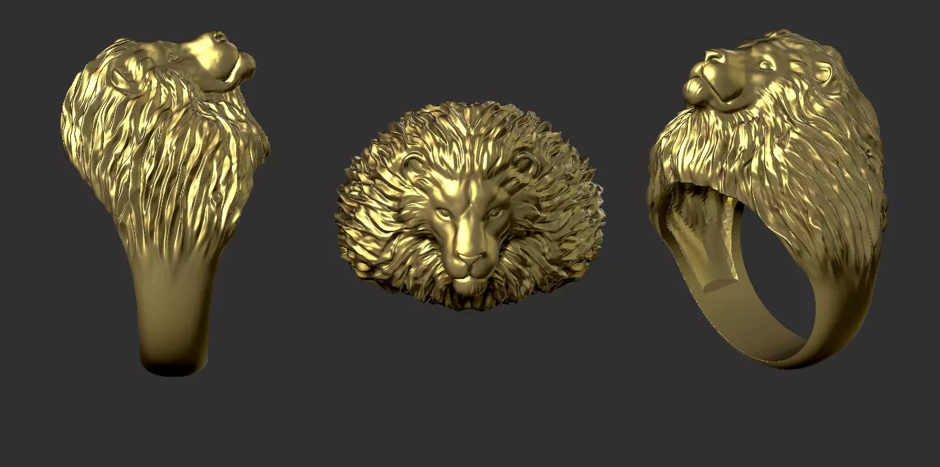 Lion ring 3D print model_0