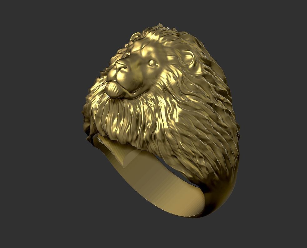 Lion ring 3D print model_3
