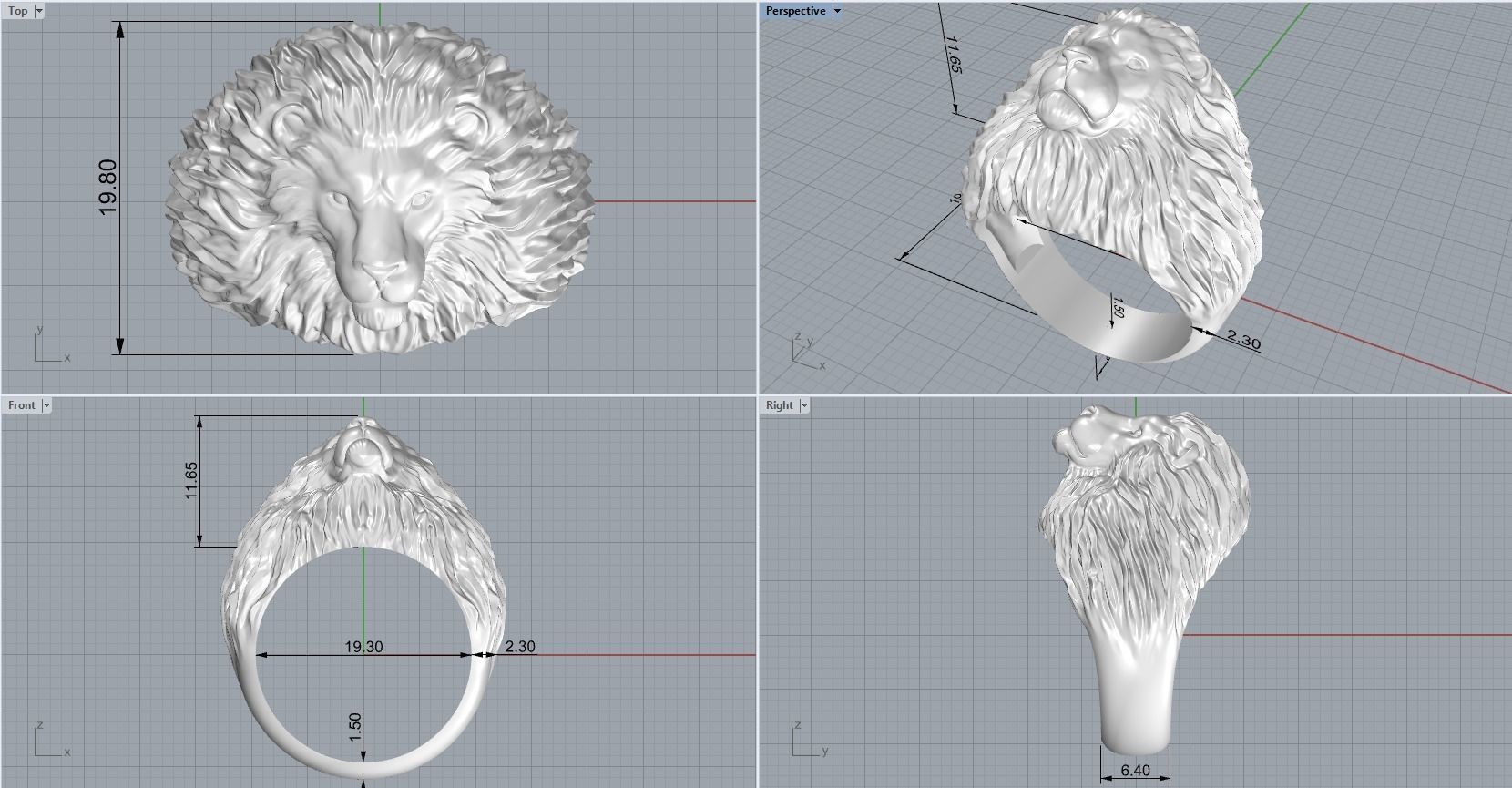 Lion ring 3D print model_1
