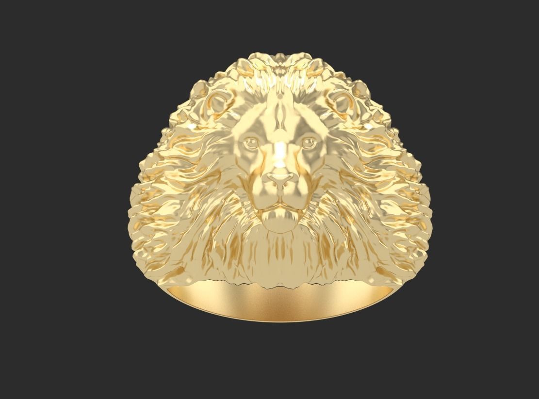 Lion ring 3D print model_7