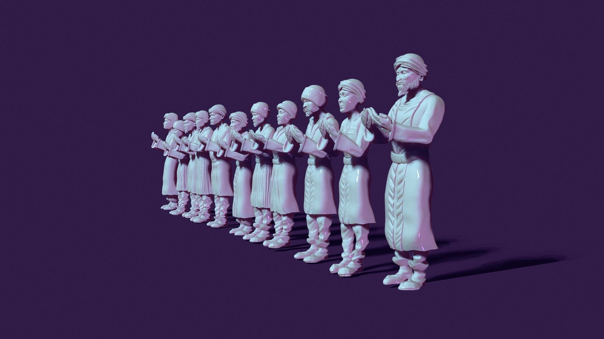 Nomads in prayer for the crowd 3D print model_3
