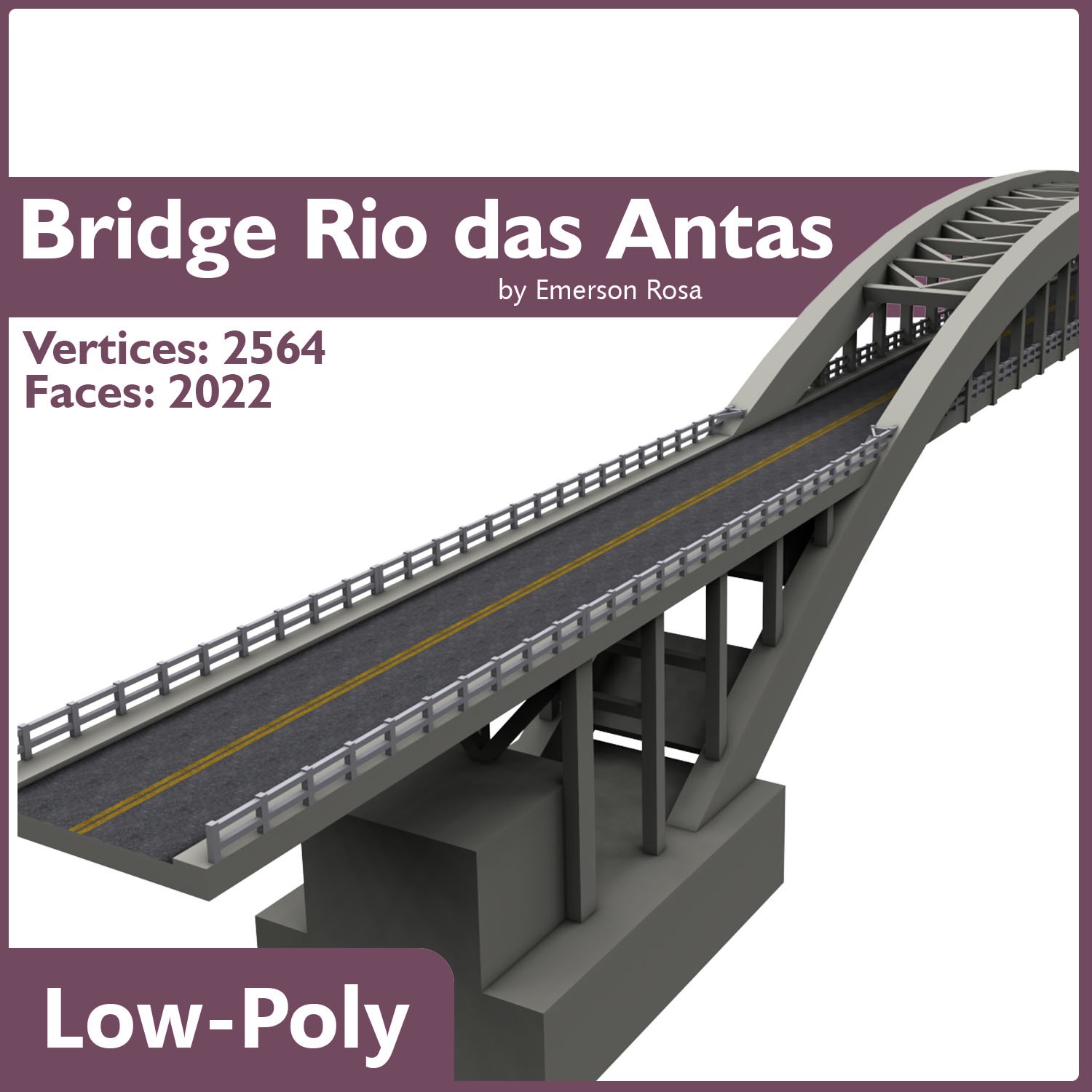 Rio das Antas Bridge Low-poly 3D model_8
