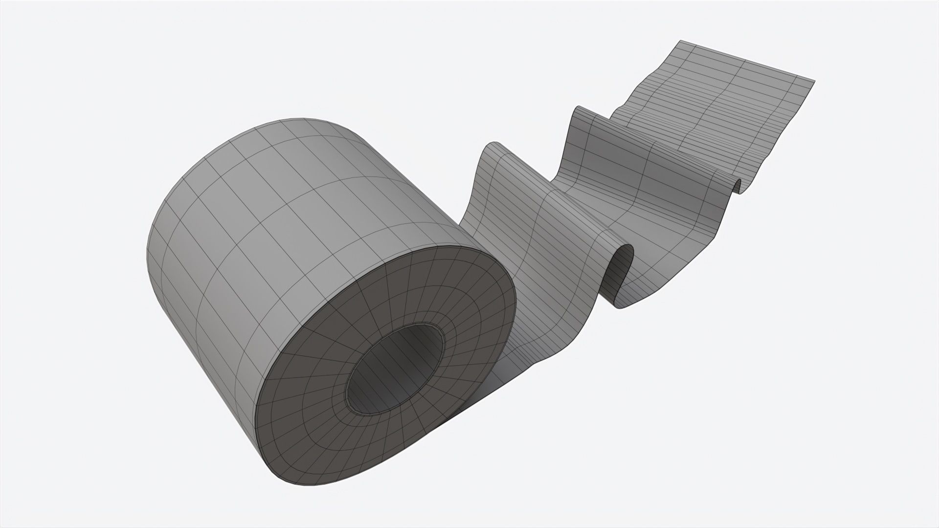 Toilet Paper Roll with Unrolled Part 3D model_6