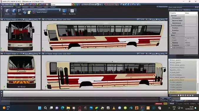 Man Utic Fabor 1988 3D Rodoeste Bus VR AR low-poly 3d model