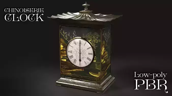 Chinoiserie Antique Clock Low-poly 3D model