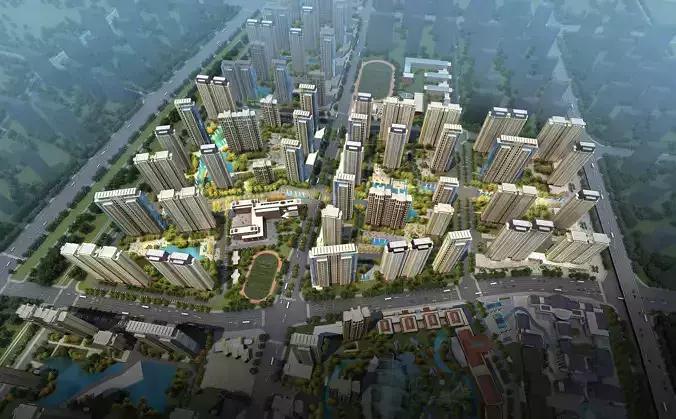 3Dmax fashion city commercial square building 288