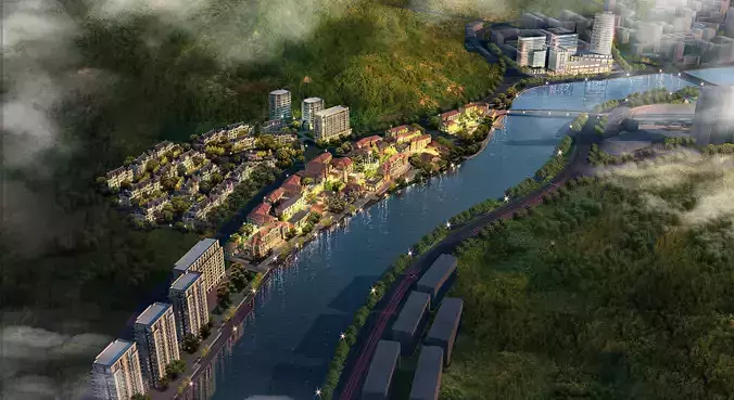 3Dmax fashion city commercial square building 289