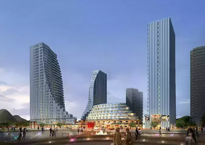 3Dmax fashion city commercial square building 294