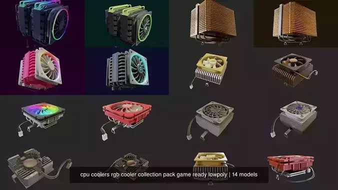 cpu coolers rgb cooler collection pack game ready lowpoly 