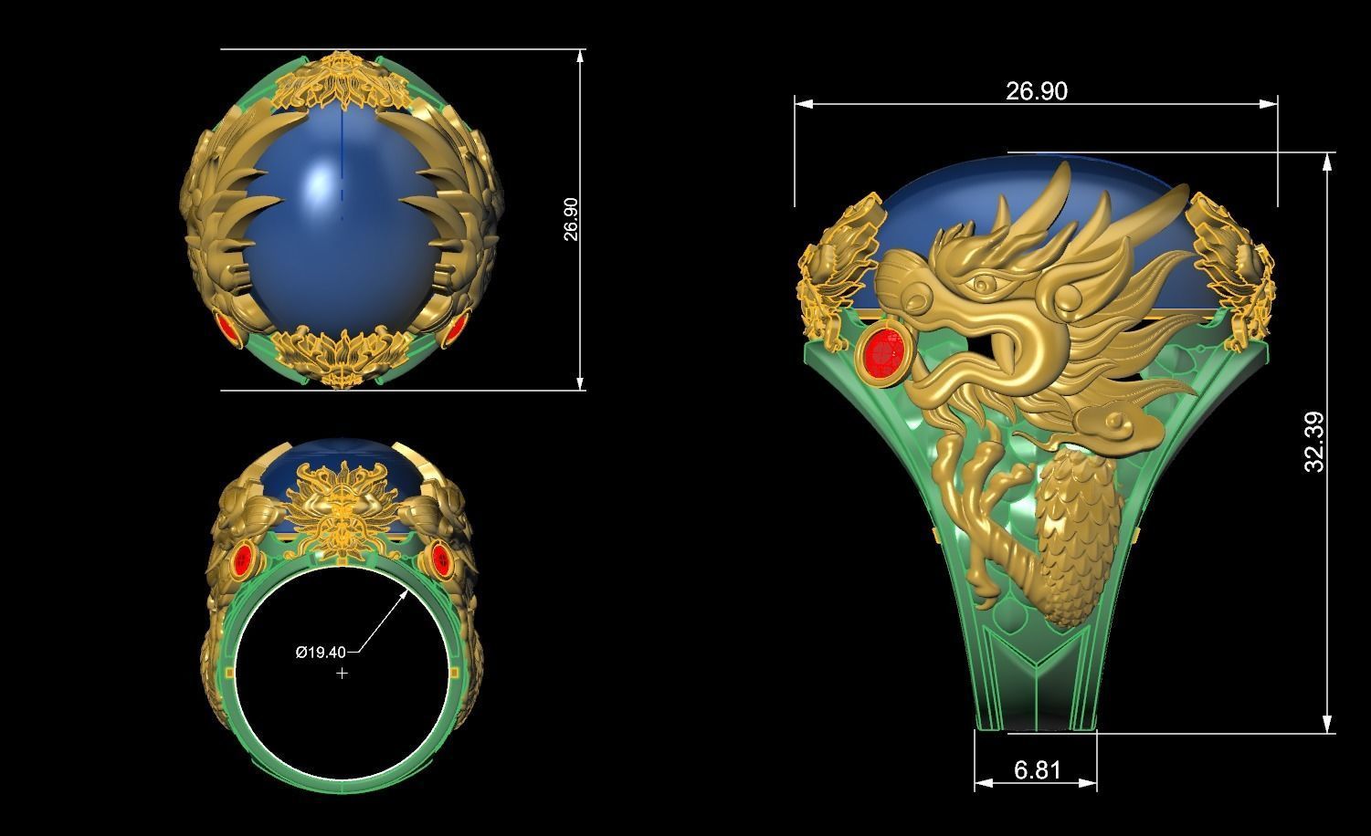 Dragon ring Free 3D print model_7