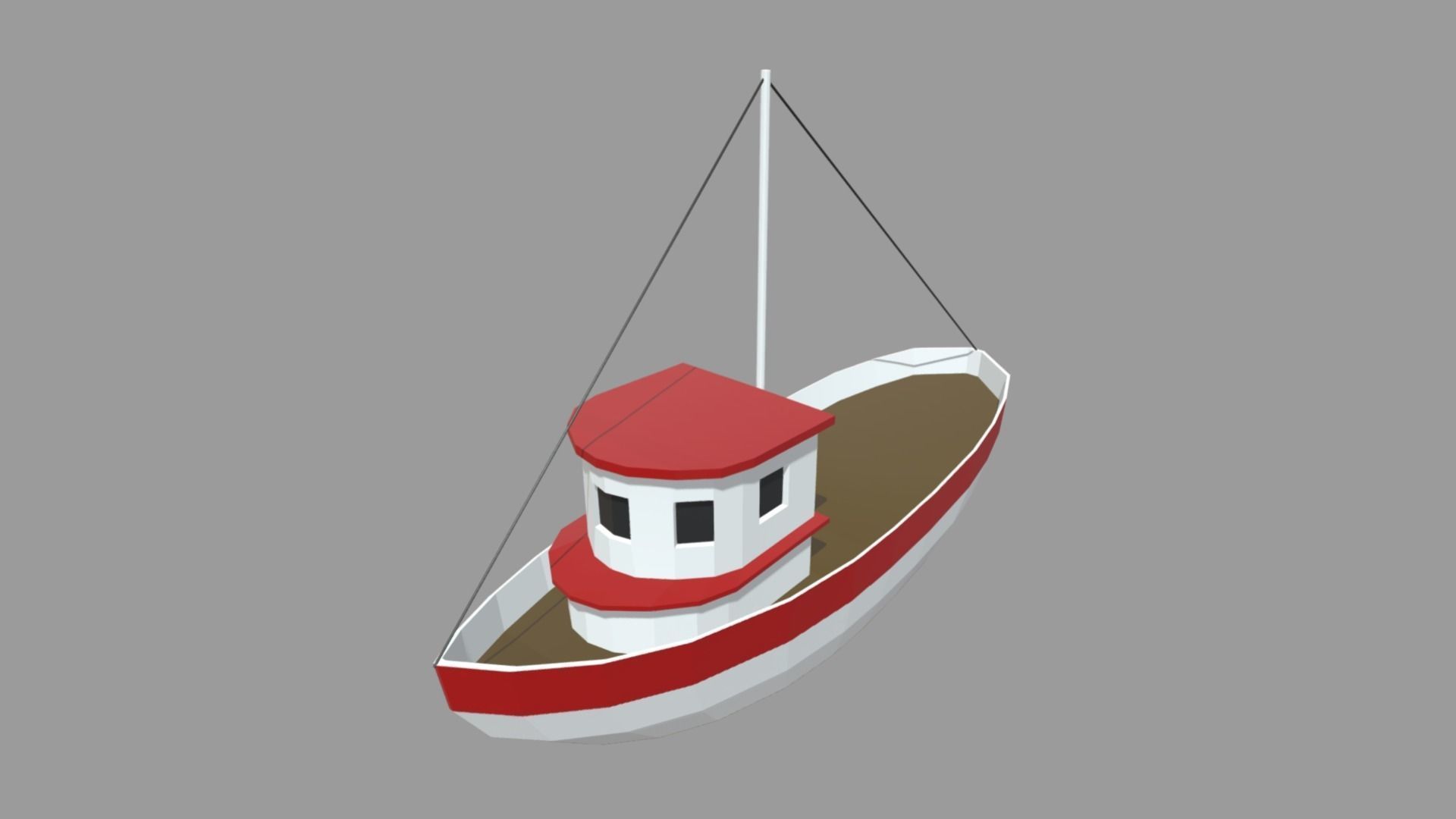 Low Poly Boat 03 Low-poly 3D model_1