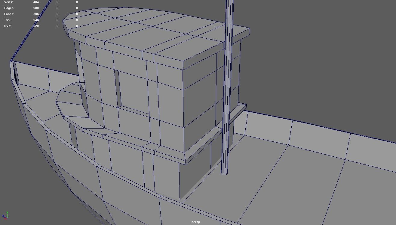 Low Poly Boat 03 Low-poly 3D model_9