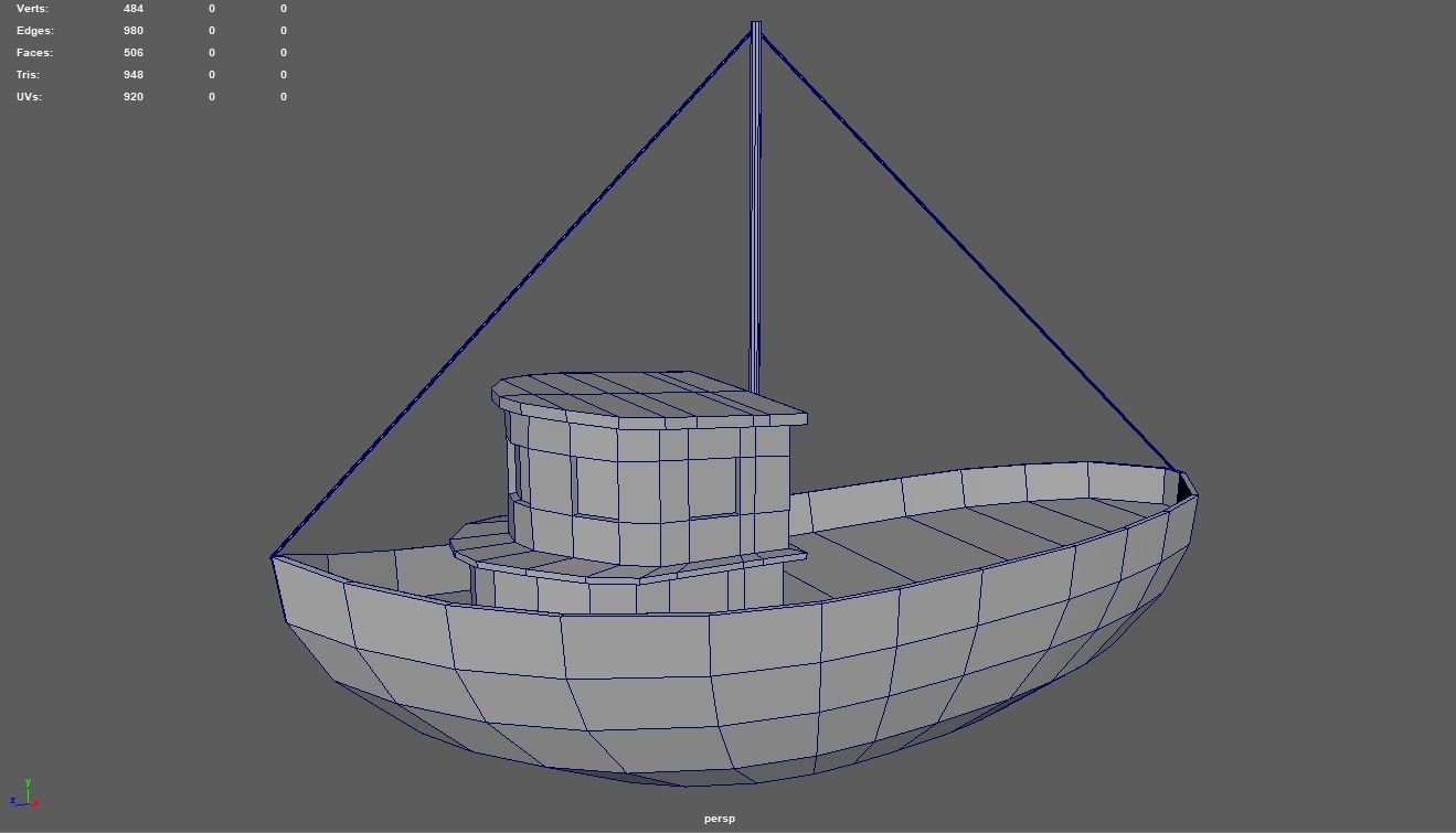 Low Poly Boat 03 Low-poly 3D model_6