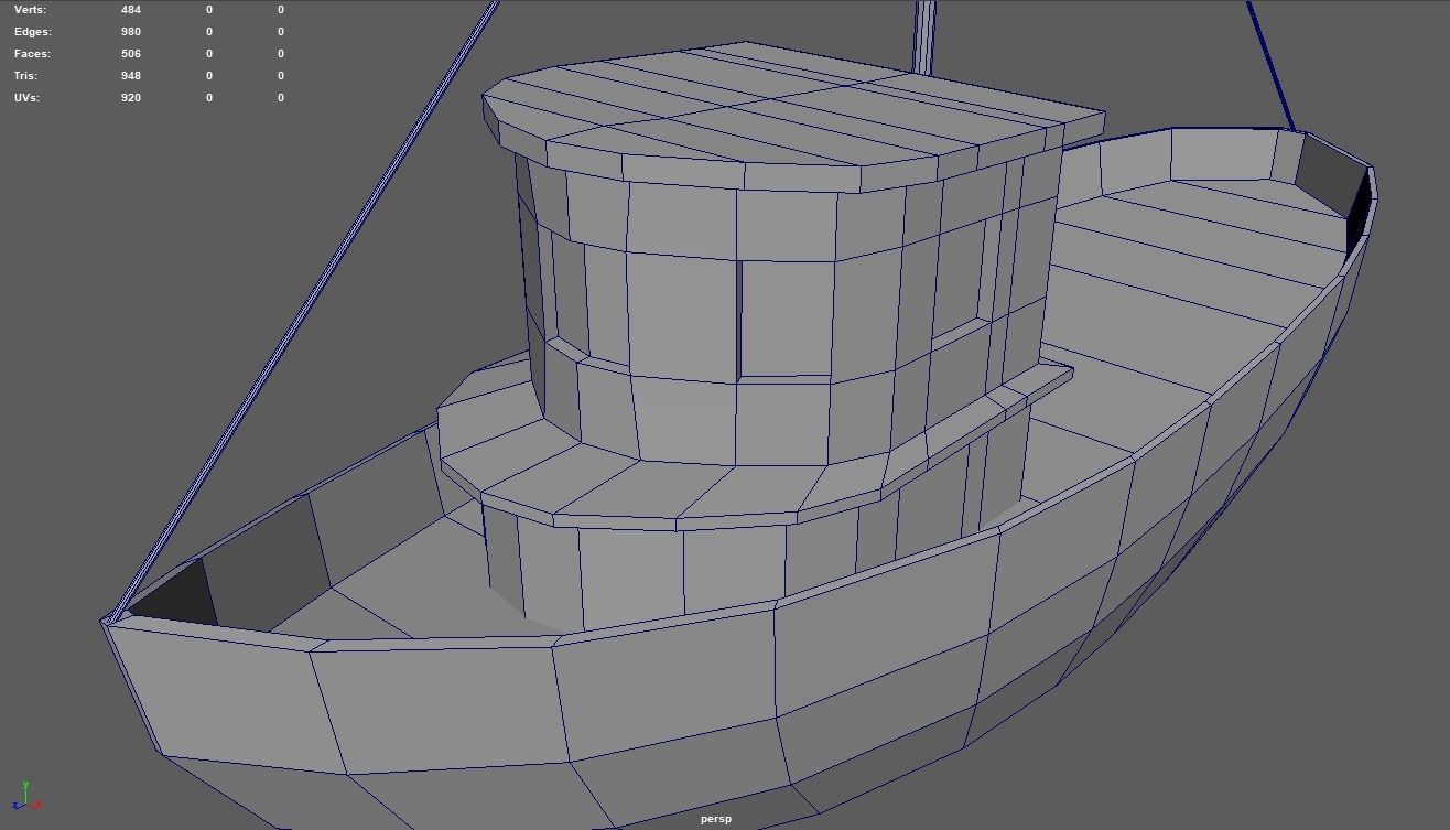 Low Poly Boat 03 Low-poly 3D model_10