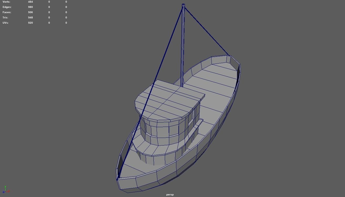 Low Poly Boat 03 Low-poly 3D model_7