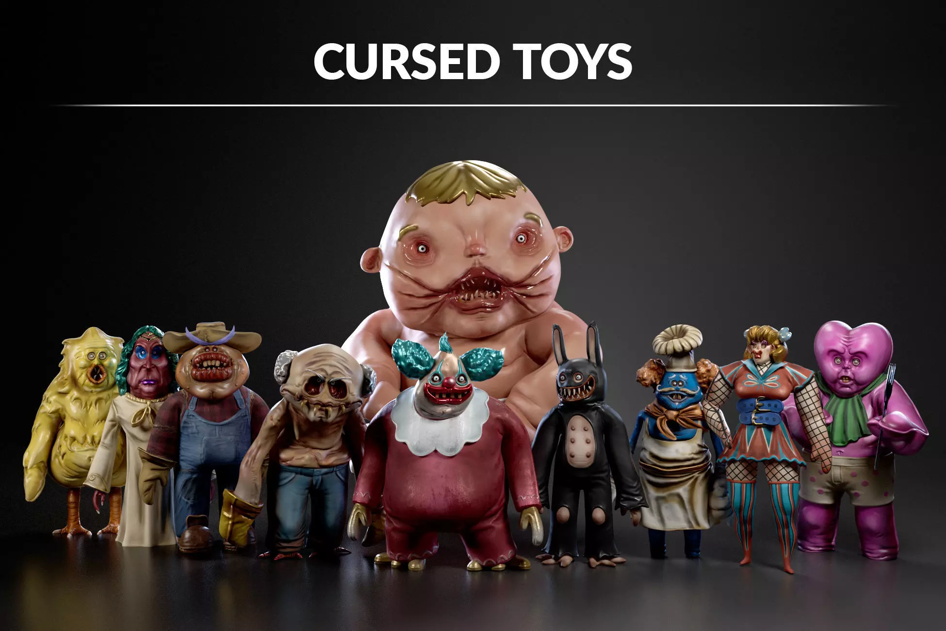 Horror Toys - Cursed Toys  Low-poly 3D model_0