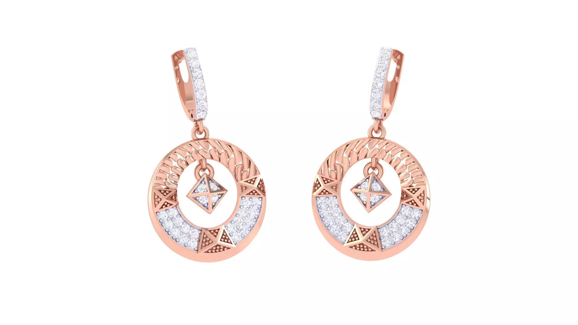 Hanging charm chain High Jewelry Earrings 3dm stl 3dm stl obj 3D print model