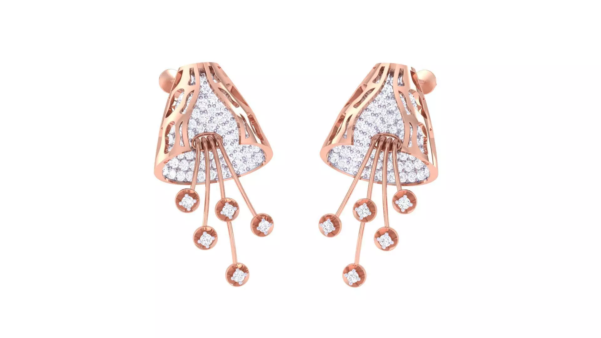 Flowers High Jewelry Earrings 3dm stl 3dm stl obj mtl 3mf 3D print model