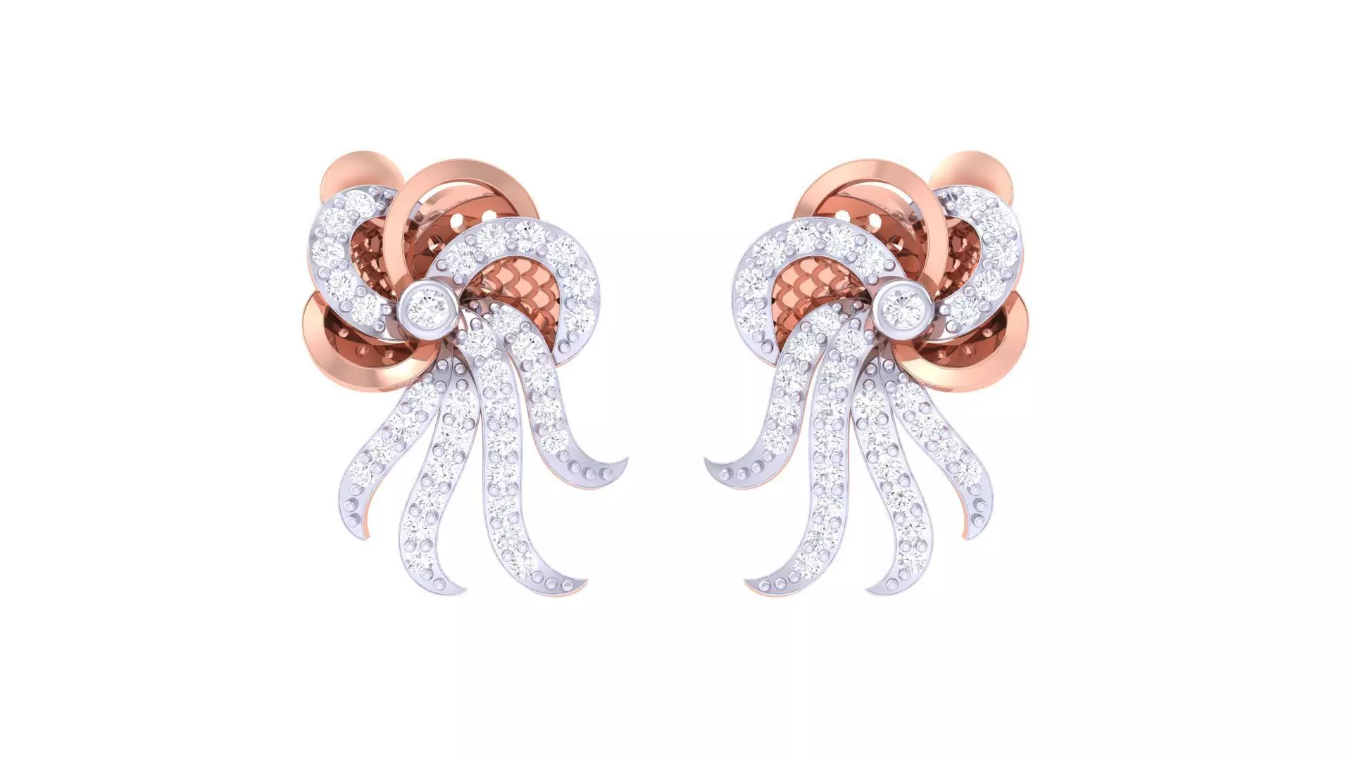 Flowers High Jewelry Earrings 3dm stl 3dm stl obj mtl 3mf 3D print model