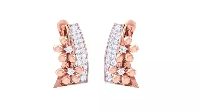 Flowers High Jewelry Earrings 3dm stl 3dm stl obj mtl 3mf