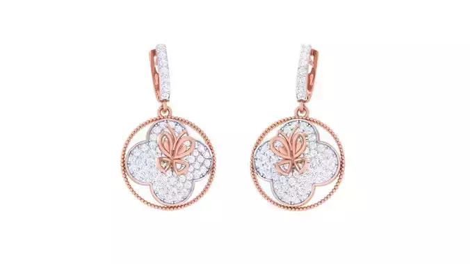 Butterfly on Flower High Jewelry Earrings 3dm stl 3dm stl obj