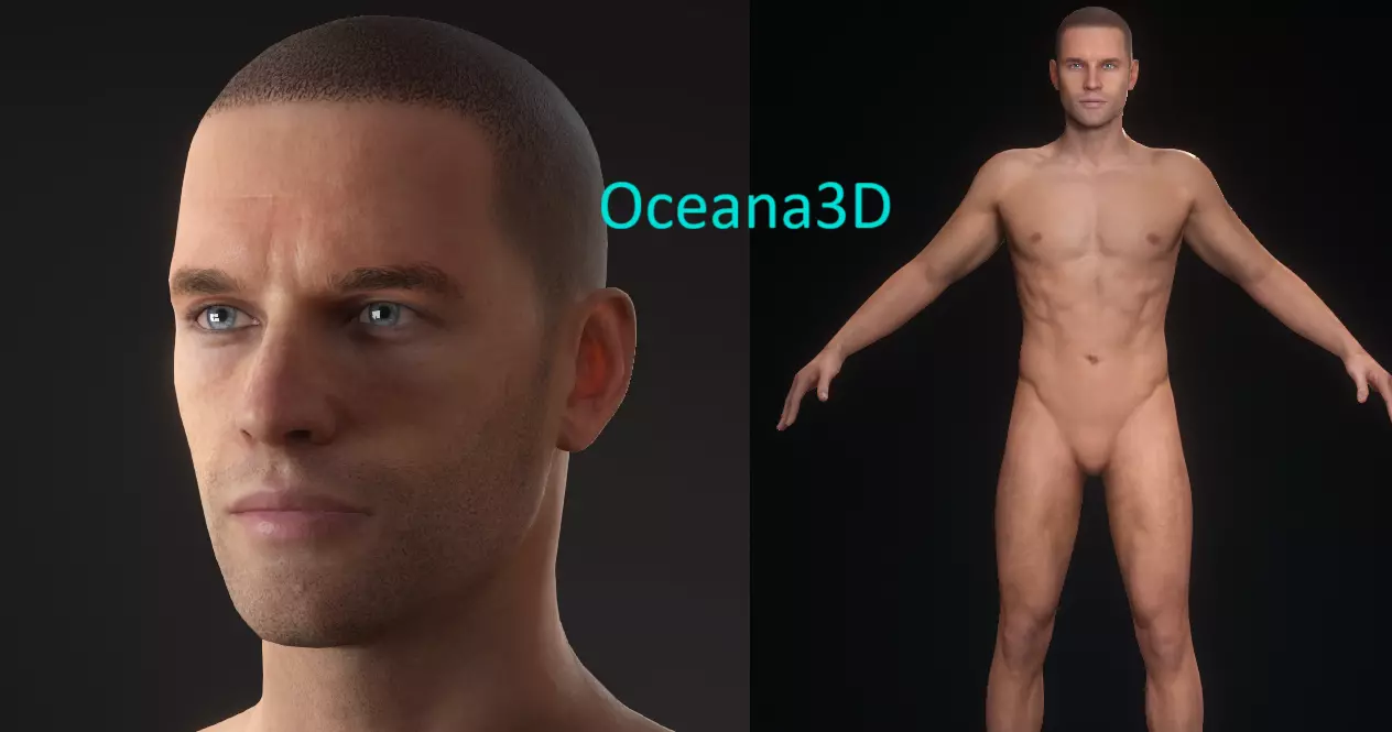 Realistic Caucasian Male Base Model RIGGED Low-poly 3D model_0
