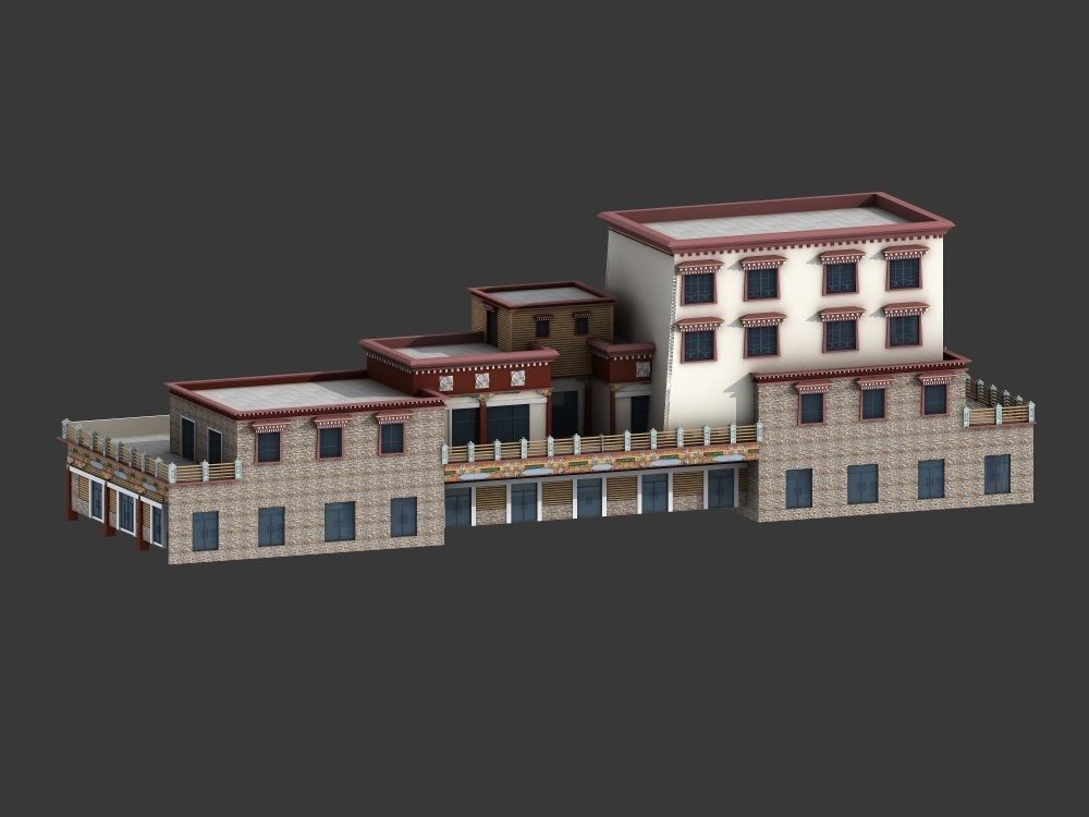 Xizang style architecture 3D model_4