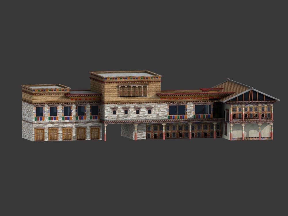 Xizang style architecture 3D model_2