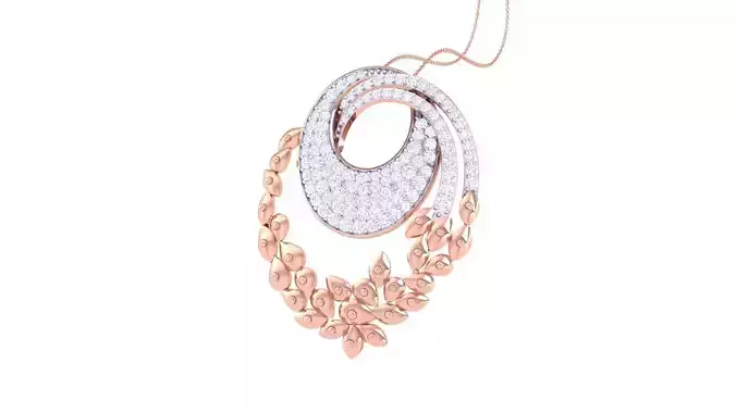 Leaves High Jewelry Pendant Necklace 3dm stl 3mf obj glb render