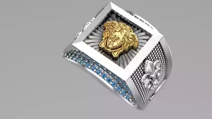 Gold Medusa men ring