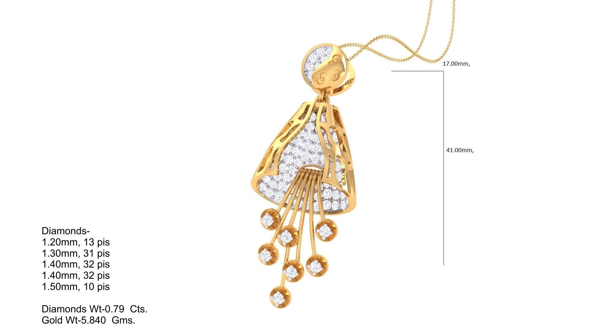 Flower High Jewelry Pendant Necklace 3dm stl 3mf obj glb render 3D print model_1