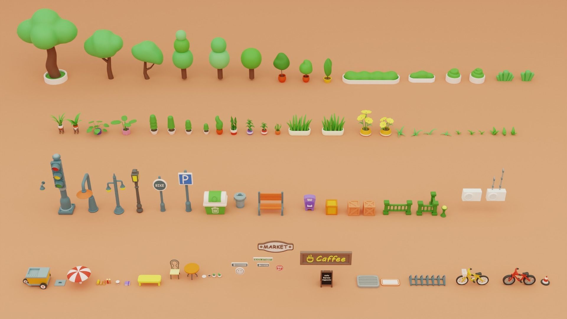 Cartoon City Islands Exteriors Low-poly 3D model_16