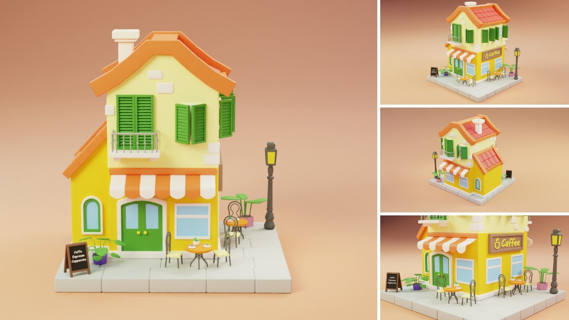 Cartoon City Islands Exteriors Low-poly 3D model_11