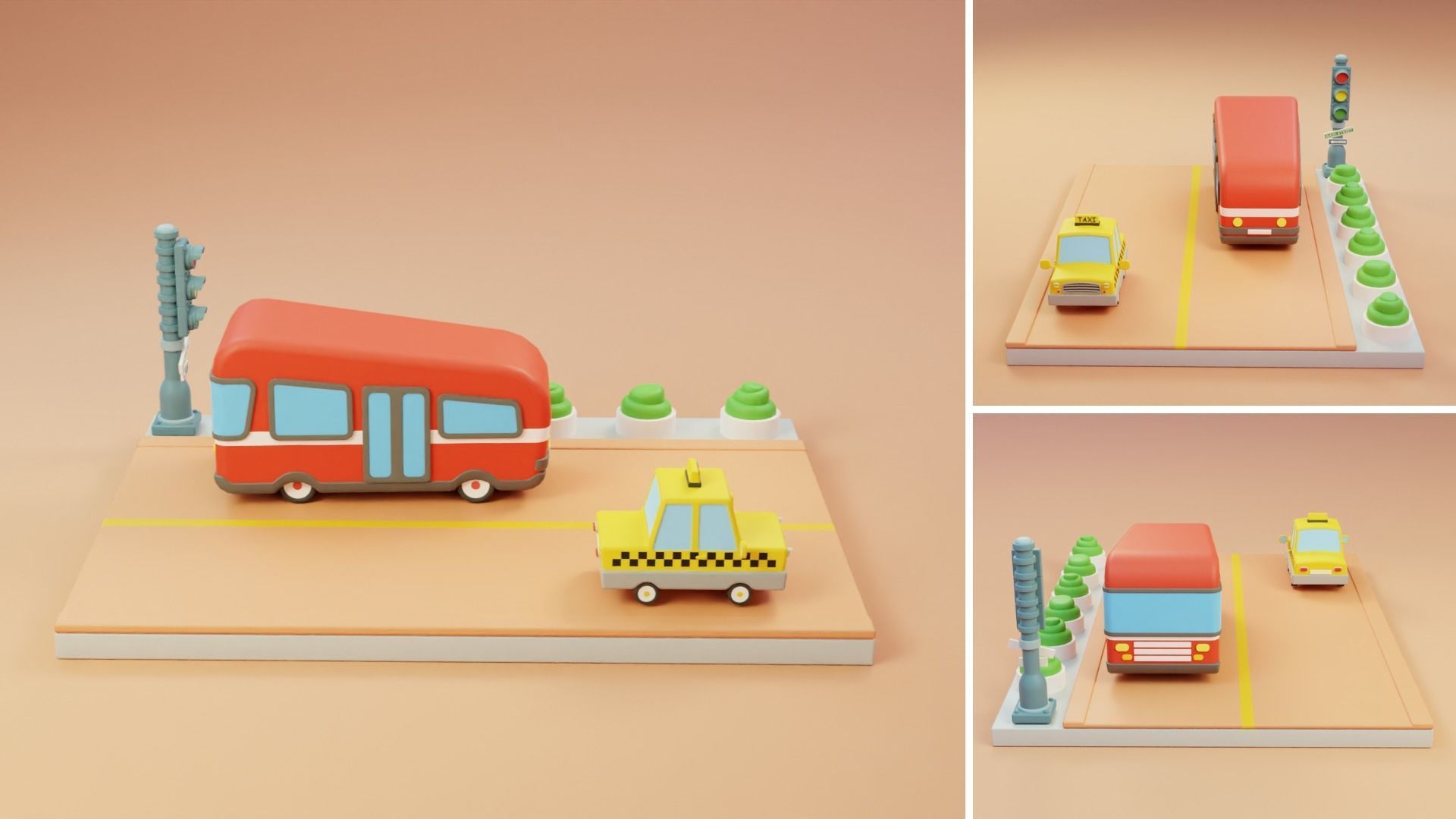 Cartoon City Islands Exteriors Low-poly 3D model_9