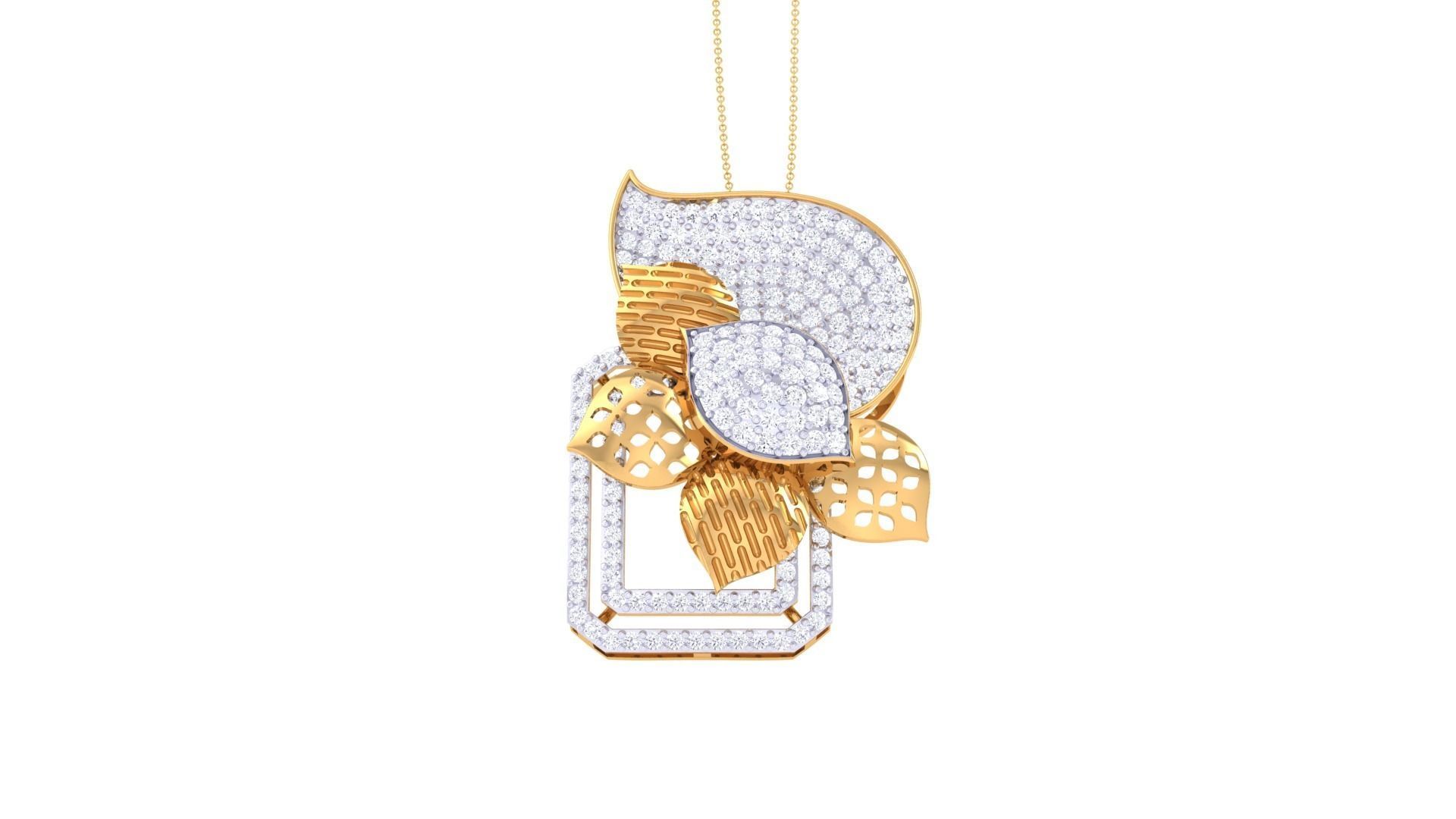 Flower Mesh High Jewelry Pendant Necklace 3dm stl 3mf obj glb  3D print model_6