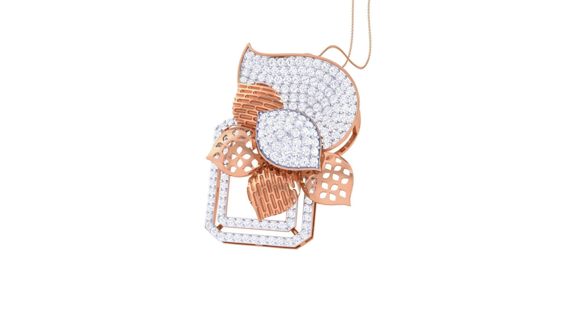 Flower Mesh High Jewelry Pendant Necklace 3dm stl 3mf obj glb  3D print model_4