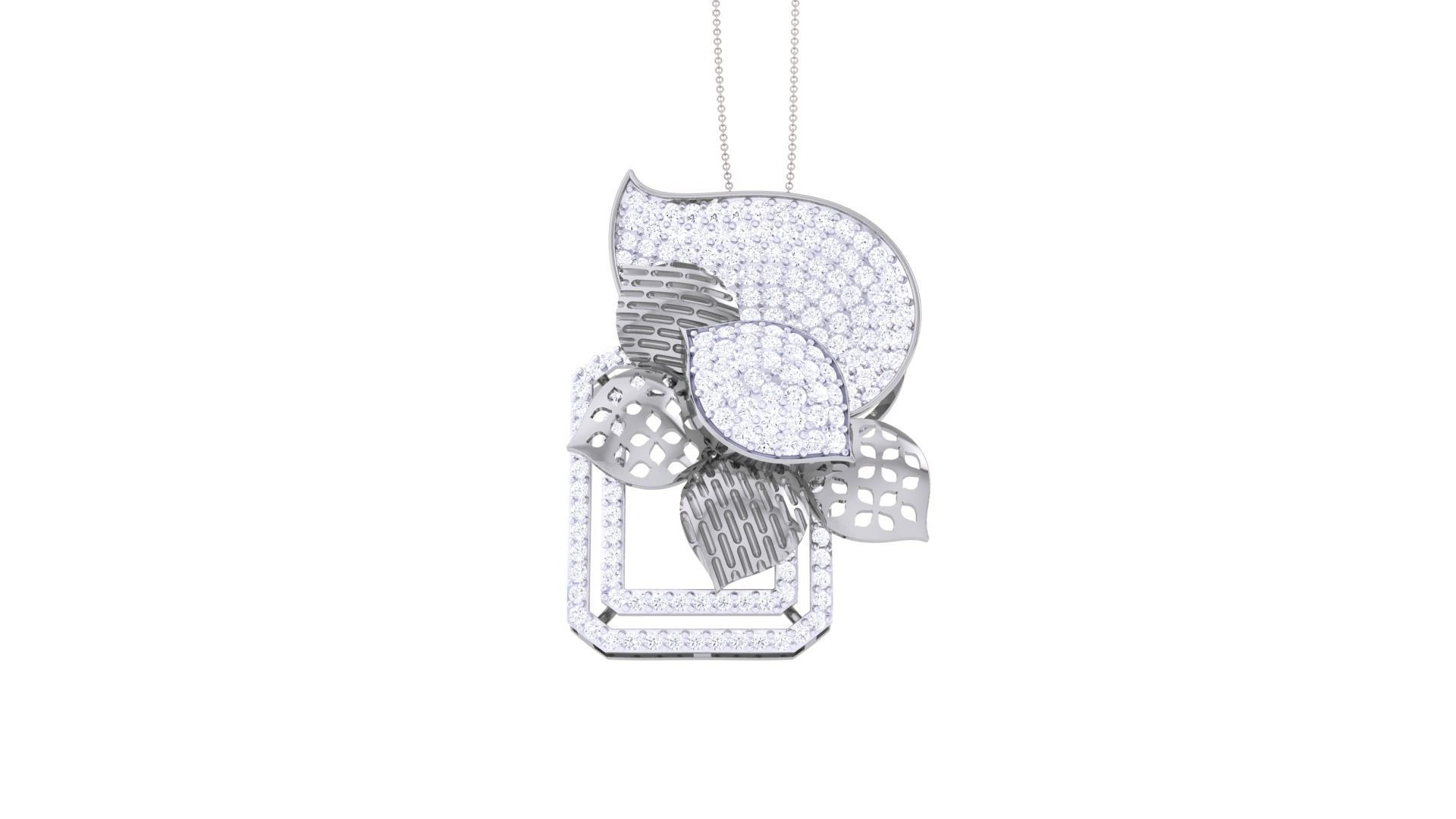Flower Mesh High Jewelry Pendant Necklace 3dm stl 3mf obj glb  3D print model_5