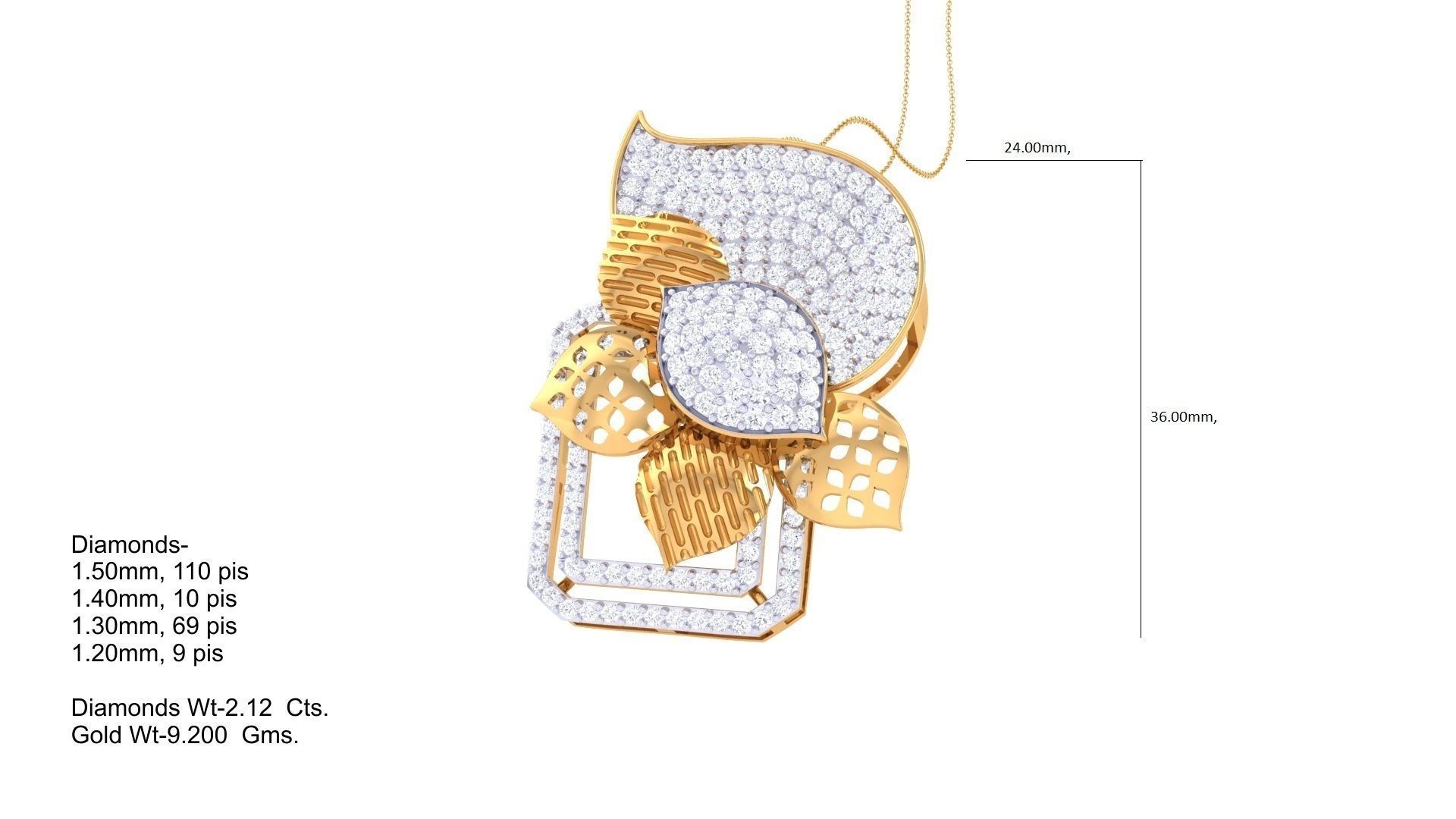 Flower Mesh High Jewelry Pendant Necklace 3dm stl 3mf obj glb  3D print model_1