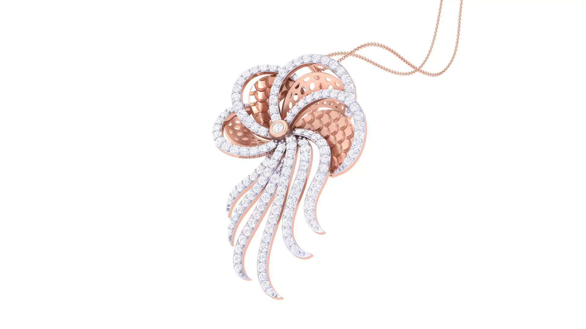 Flower High Jewelry Pendant Necklace 3dm stl 3mf obj glb render 3D print model_0