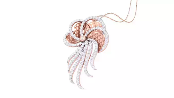 Flower High Jewelry Pendant Necklace 3dm stl 3mf obj glb render 3D print model