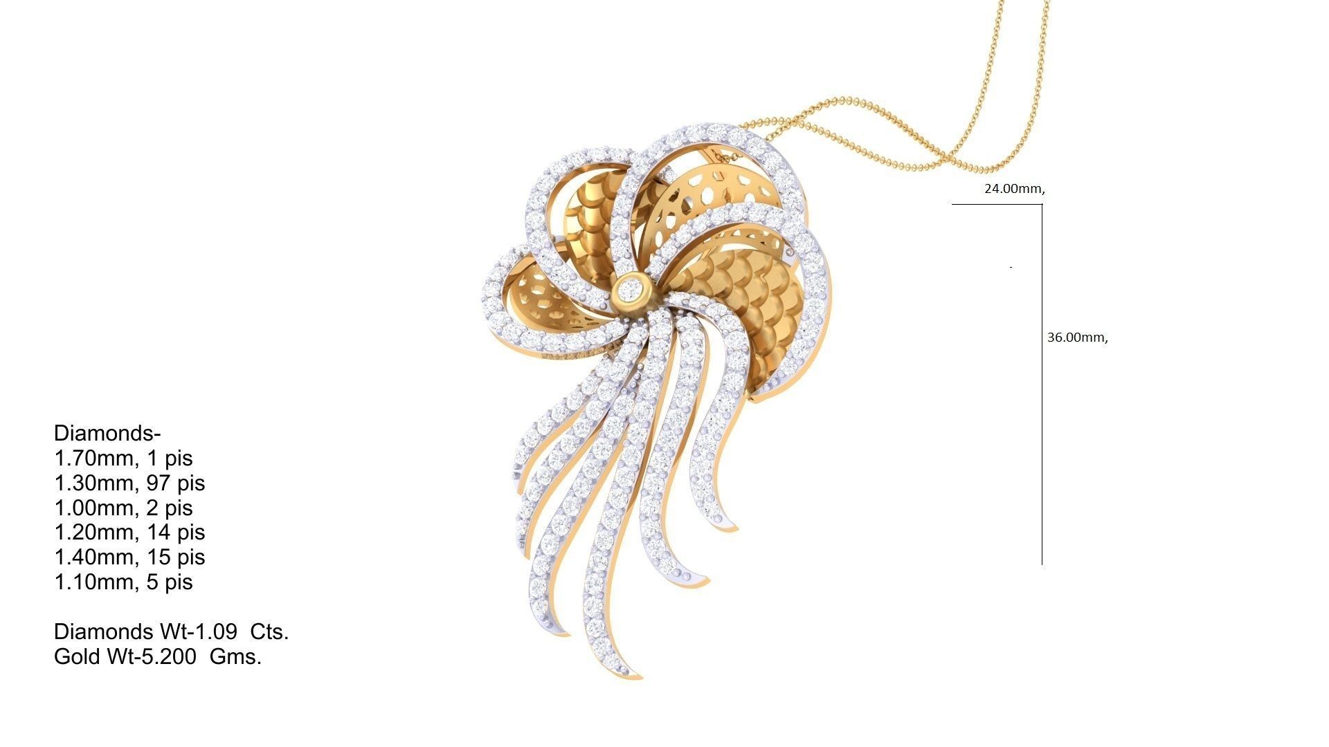 Flower High Jewelry Pendant Necklace 3dm stl 3mf obj glb render 3D print model_1