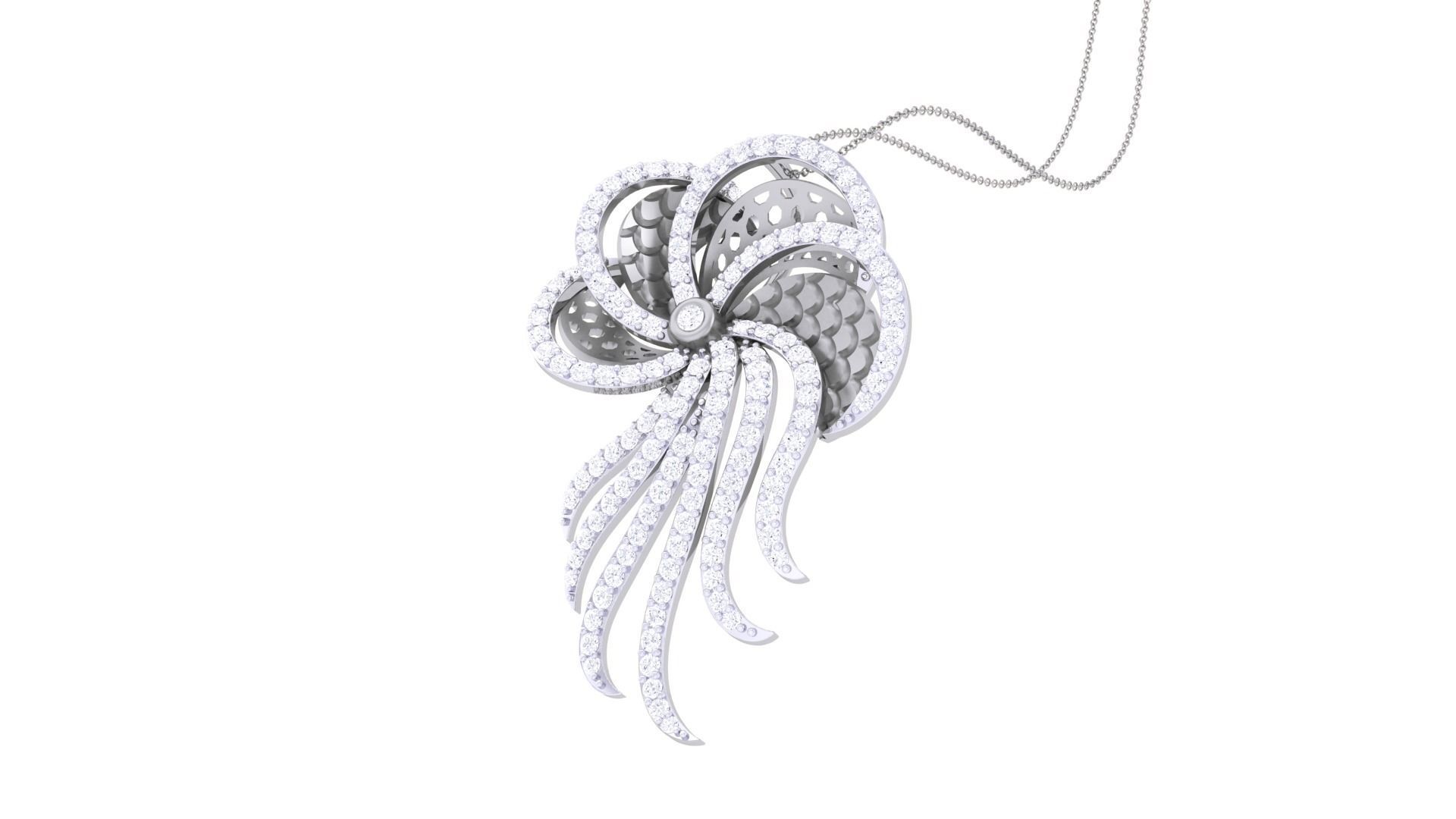 Flower High Jewelry Pendant Necklace 3dm stl 3mf obj glb render 3D print model_2