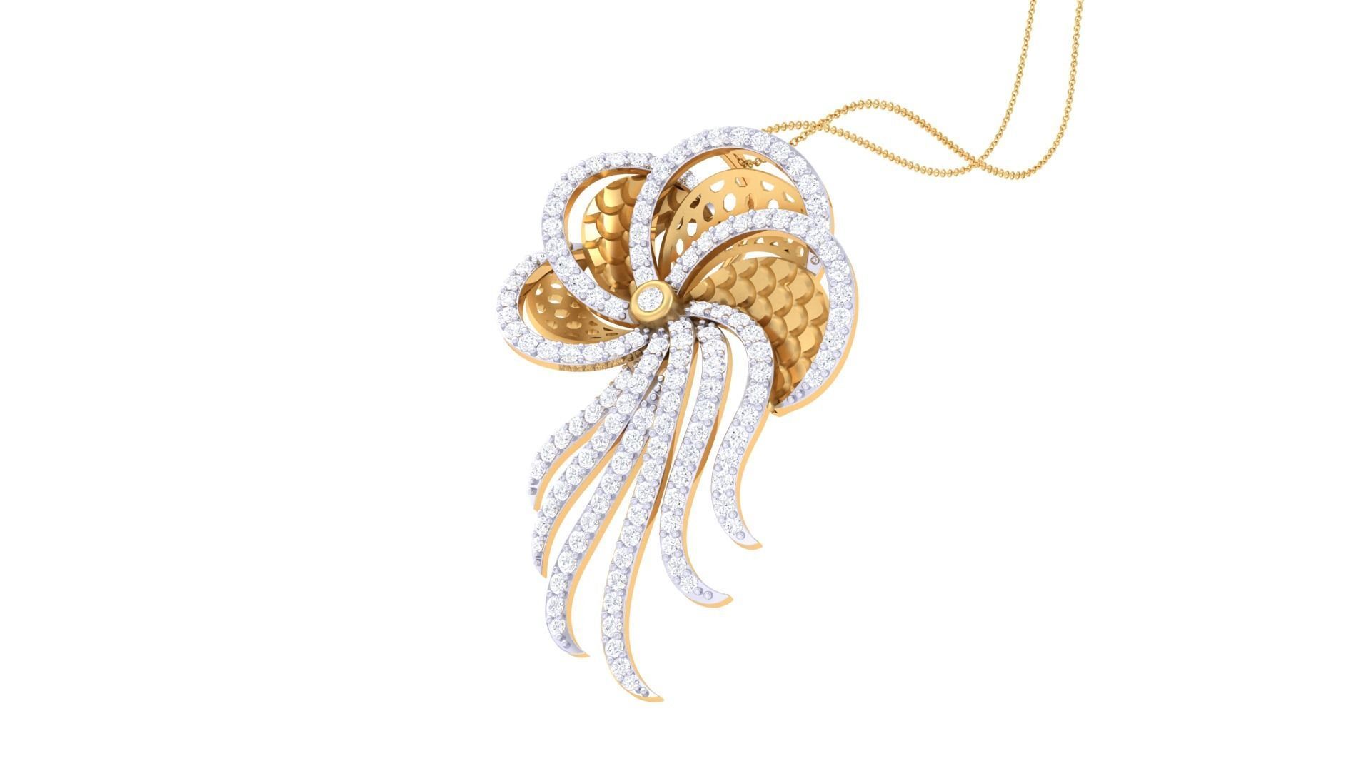 Flower High Jewelry Pendant Necklace 3dm stl 3mf obj glb render 3D print model_4