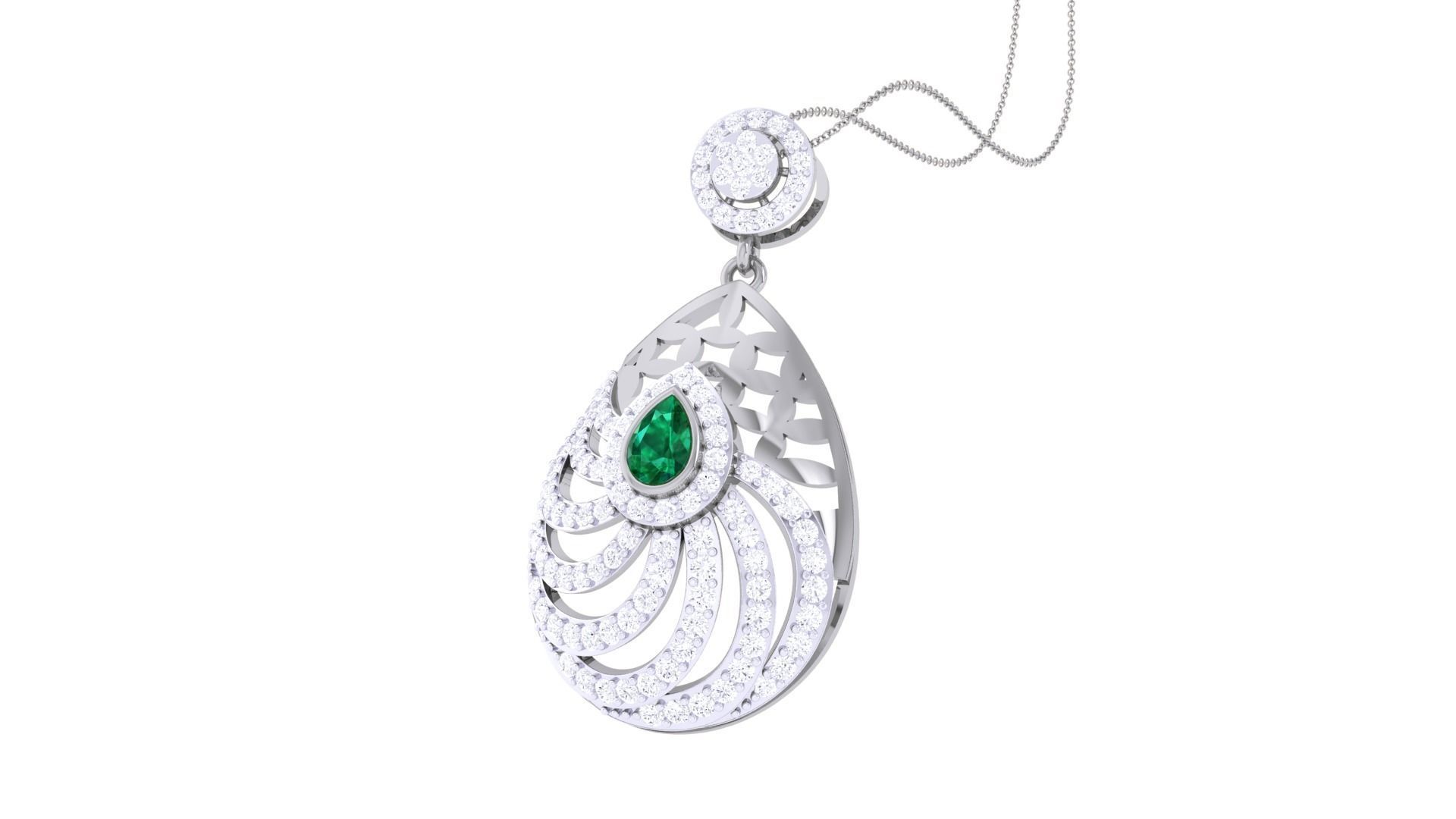 Flowers High Jewelry Pendant Necklace 3dm stl 3mf obj glb render 3D print model_3