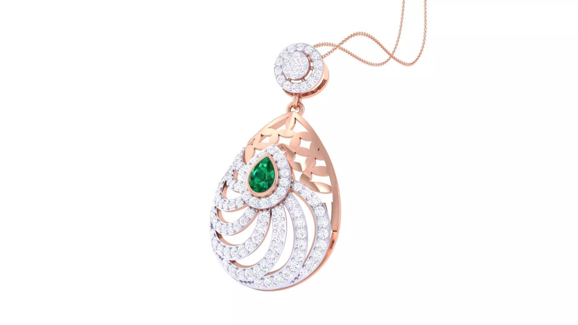 Flowers High Jewelry Pendant Necklace 3dm stl 3mf obj glb render 3D print model_0