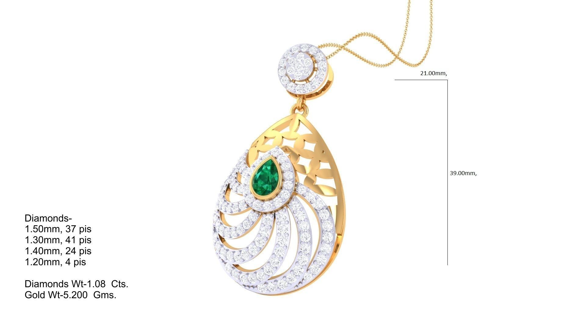 Flowers High Jewelry Pendant Necklace 3dm stl 3mf obj glb render 3D print model_1