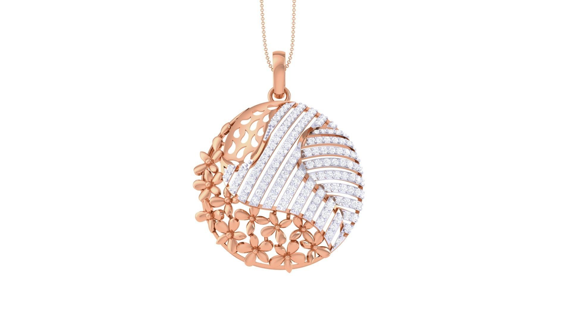 Flower High Jewelry Pendant Necklace 3dm stl 3mf obj glb render 3D print model_6