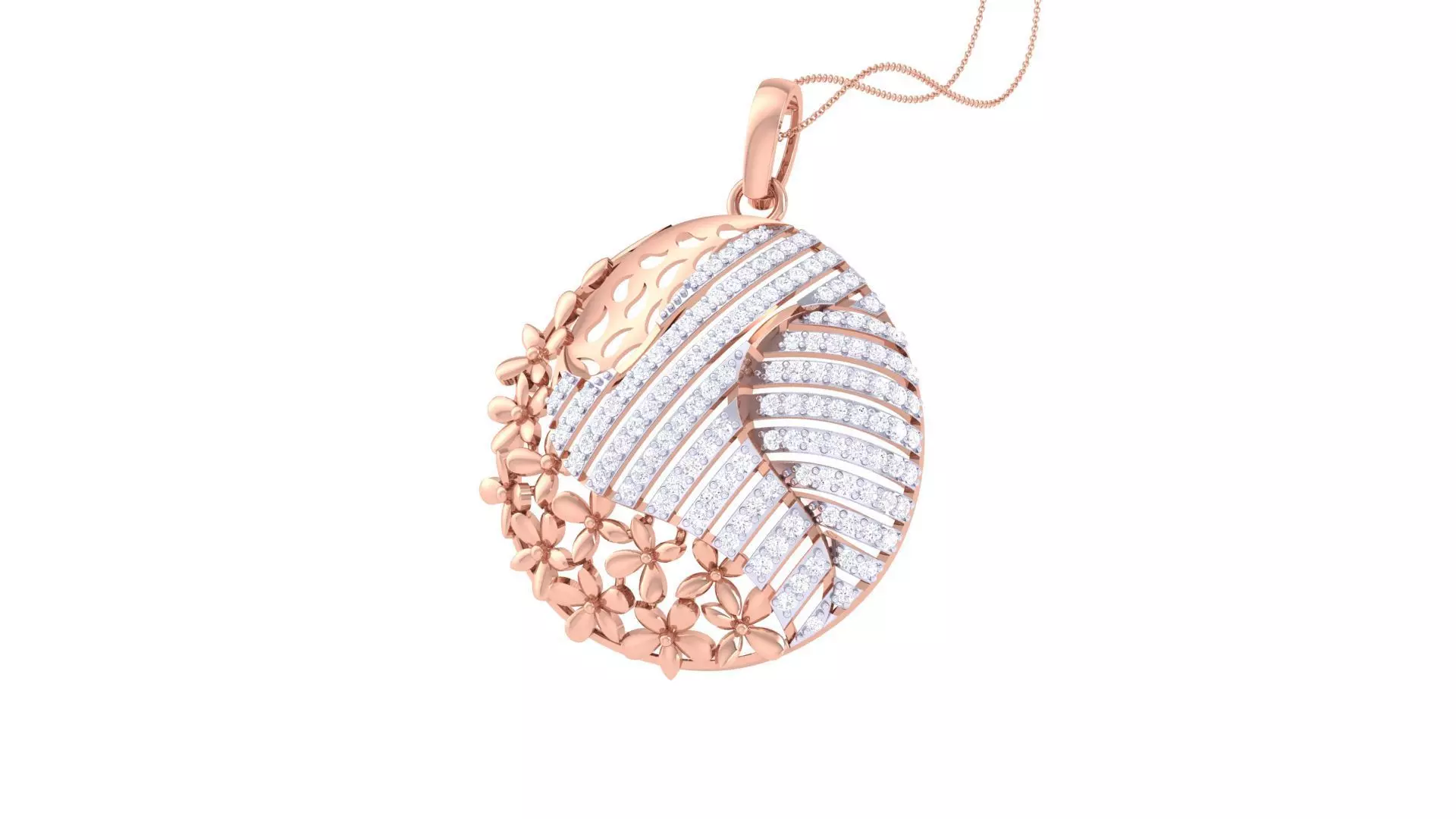 Flower High Jewelry Pendant Necklace 3dm stl 3mf obj glb render 3D print model_0