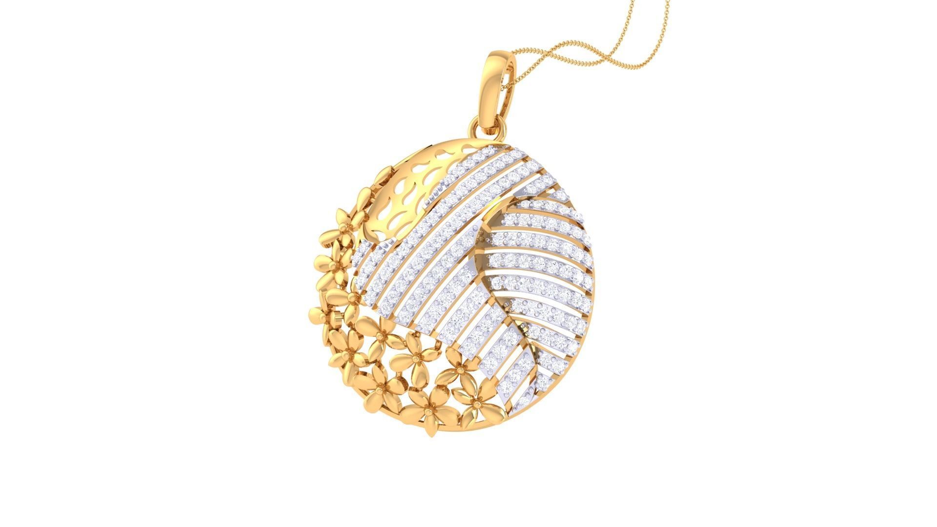 Flower High Jewelry Pendant Necklace 3dm stl 3mf obj glb render 3D print model_3