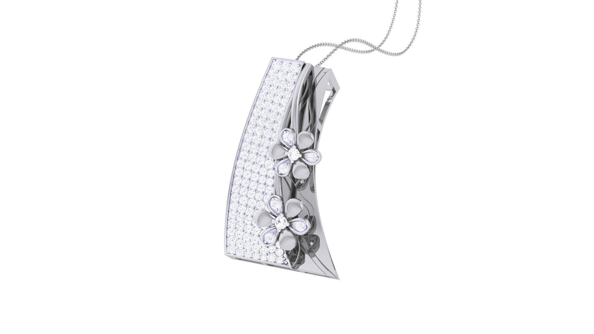 Flower High Jewelry Pendant Necklace 3dm stl 3mf obj glb render 3D print model_4